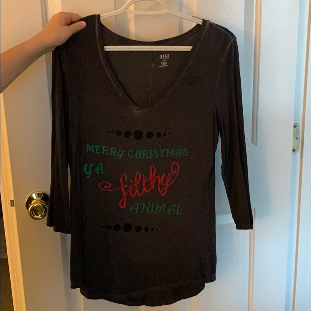 Women’s “merry Christmas ya filthy animal” shirt